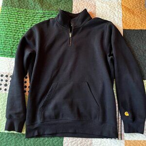 Carhartt WIP Chase Neck Zip Sweatshirt in Navy